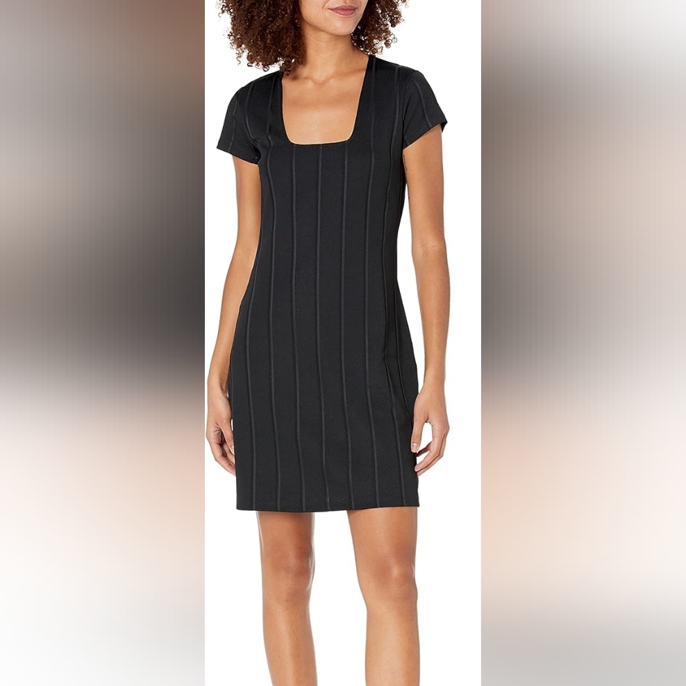Theory Womens Barclay Ribbed Square Neck Sheath Dress Black Size Small